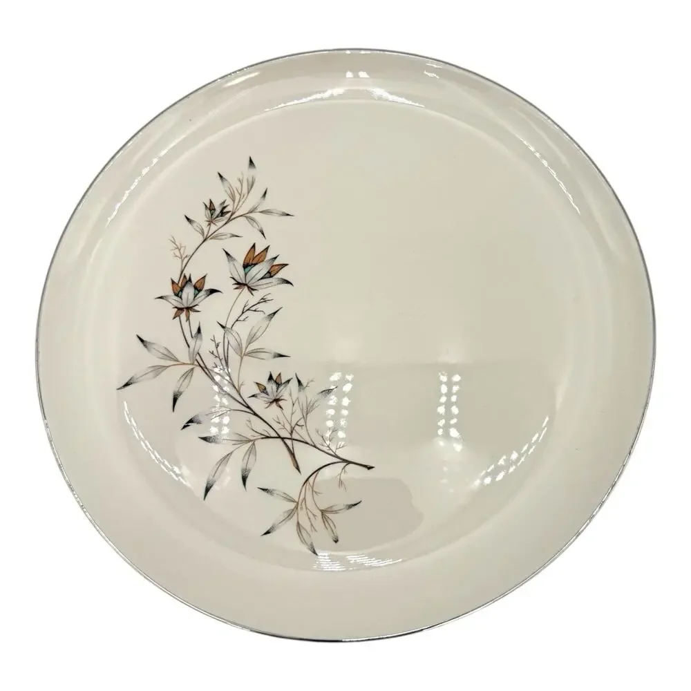 Taylor, Smith & Taylor  Candlelight Dinner Plate 726696 White Brown Teal EUC